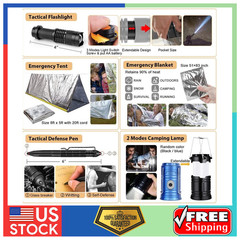 250Pcs Survival Kit First Aid Kit with Emergency Tent Molle Bag for Camping Gear