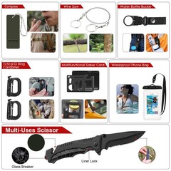 Survival Kit, 251 Pcs Gear First Aid Kit with Molle Large, Black