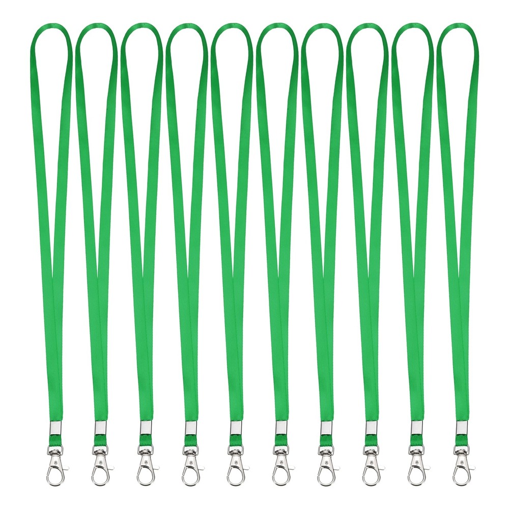10Pcs 16.9″ Polyester Lanyard with Office Carabiner, Green
