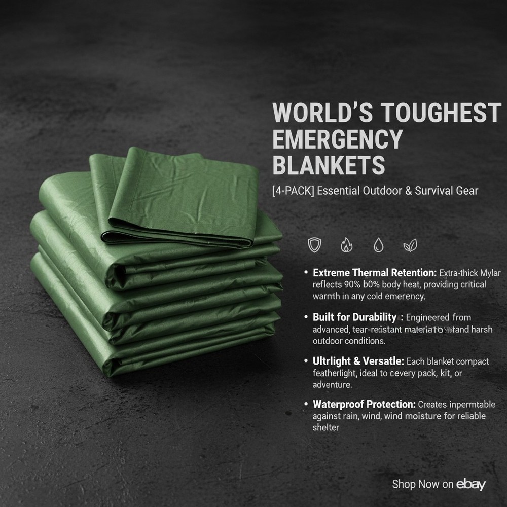 Toughest Emergency Blankets 4-Pack – Ultra-Light Thermal Mylar Survival Gear