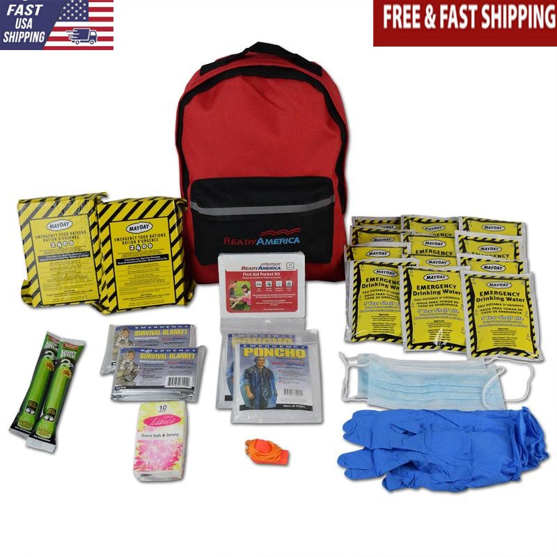 Emergency Kit Backpack 2 Person 3 Day Survival Supplies First Aid Water Food New