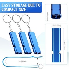 100 Pcs Emergency Whistles Bulk, Aluminum Safety Survival Whistle Blue