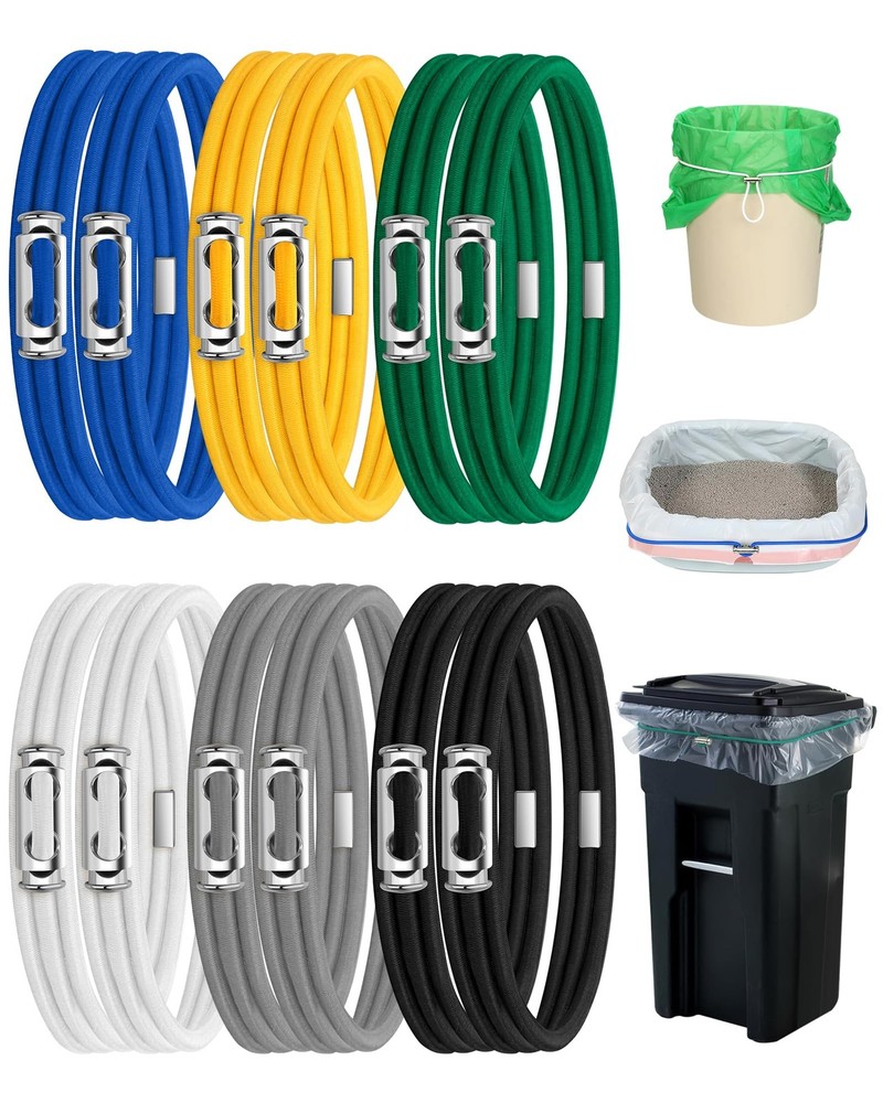 Garbage Can Bands Cord 12 pcs, 12pcs (black,grey,white,blue,green,yellow)