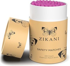 ZIKANI Black Stick Pink Tip Matches 4 Inch Refill for Cloche Jar 200 pcs
