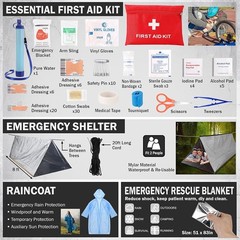 Gifts for Men Christmas Survival Kit, Survival Gear and Equipment 258 PCS with W