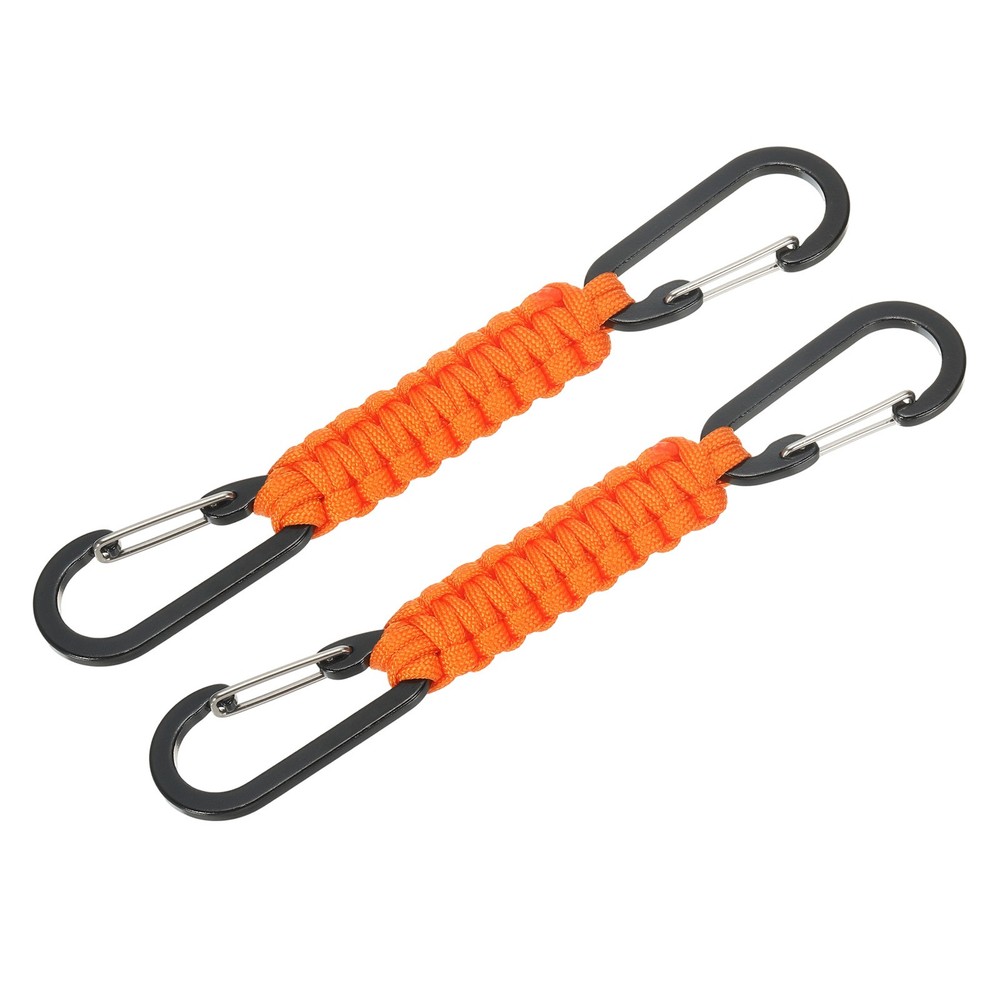 Paracord Keychain Aluminum Paracord Lanyard Key Chain – (2 Pack, Orange)