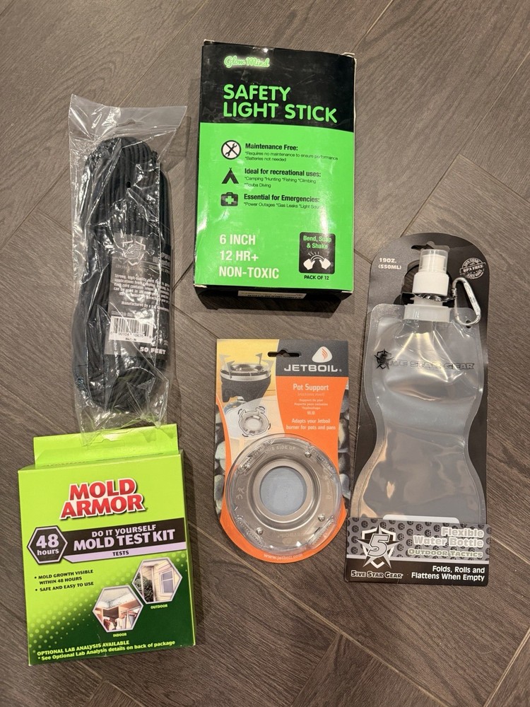 Camping Survival Bundle Jetboil Pot Support Paracord Water Bottle Glow Sticks