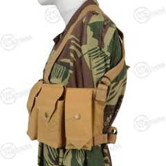 Repro Military Style Rhodesian Chest Rig- EXTRA POUCHES- Webbing-Airsoft- Tan