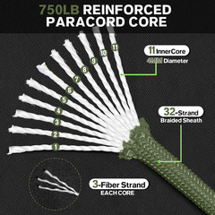750Lb Paracord Rope – 4Mm 11 Strand Parachute Para Cord Spool Rope Utility Nylon