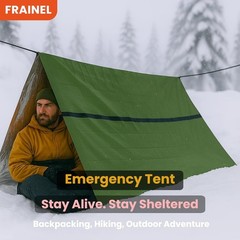 Pocket Emergency Survival Tent. Snow Life Thermal Shelter. Tube Tarp. Army Green