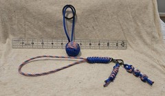 1″ Monkey’s Fist, 1 Wrist Lanyard + 2 Zipper Pulls. 275 Paracord, 1″ Steel Ball