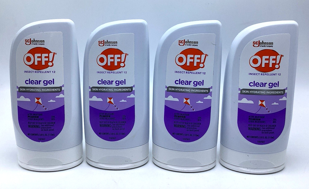 4 PACK) OFF! INSECT REPELLENT CLEAR GEL 8-hours Protection Skin Hydrating 3.8 oz
