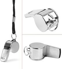 Whistle, 24 PCS Professional Stainless-Steel Whistles with Lanyards in Silver