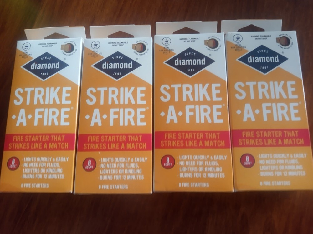 🔥4 Diamond Strike-A-Fire Camping Outdoor Strikes Like A Match Fire-starters 🔥
