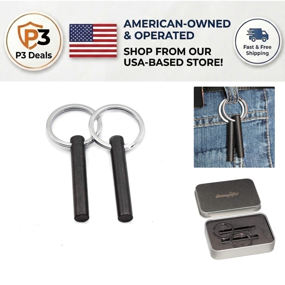 Durable 2-Inch Ferrocerium Flint Fire Starter Rods – Compact Keychain Set of 2