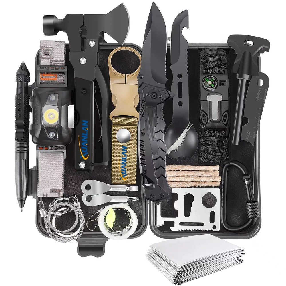 XUANLAN Emergency Survival Kit, Outdoor Gear Tool with Large, gray