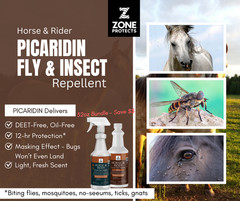 Zone Protects Horse & Rider Fly Insect, Picaridin Insect Repellent; 32oz Bundle
