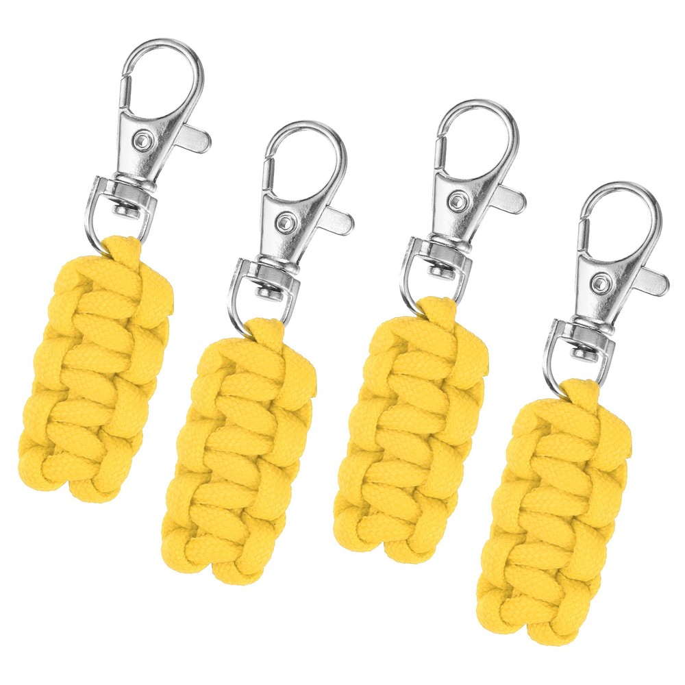 4pcs Paracord Zipper Pulls, Paracord Lanyard Keychain for Backpacks, Yellow