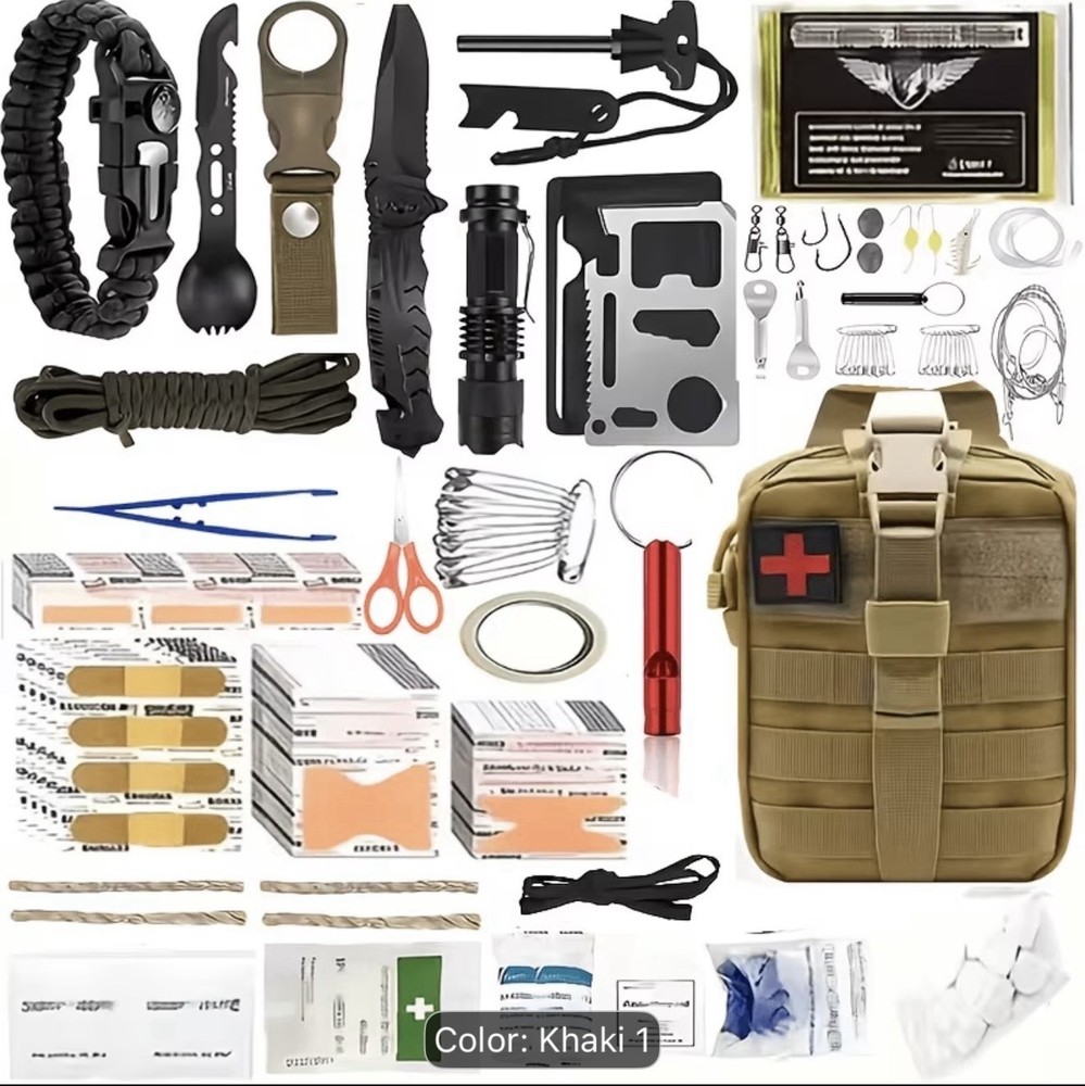 240pcs Survival Kit, Including First Aid Kit And Survival Tools.