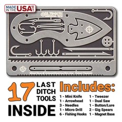 Tiny Survival Card – Fishing and Outdoor Wilderness Set silver