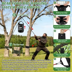 10L/15L Waterproof Bear Bag Hanging Kit, Pulley System with Nylon Ropes