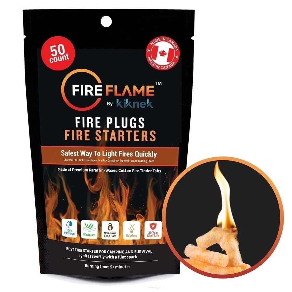 FireFlame Fire Plugs Fire Starter – Quick Instant 100% Waterproof – 50 Plugs