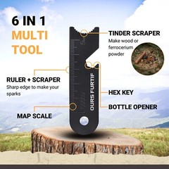 Flint and Steel Fire Starter Kit with Fat Wood Tinder for Camping and Survival