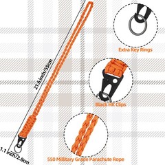 Frienda 2 Set Heavy Duty Paracord Lanyard Necklace Whistles Strap Braided 550…