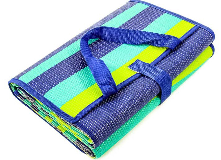 Camco Handy Outdoor Camping Mat 60×78 Blue Green Picnic Mat With Strap