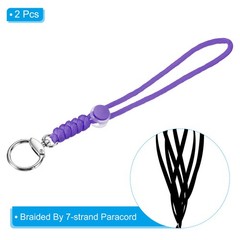 2pcs 9″ Paracord Lanyard with Clasp Wrist Cord Badge Holder Strap, Purple