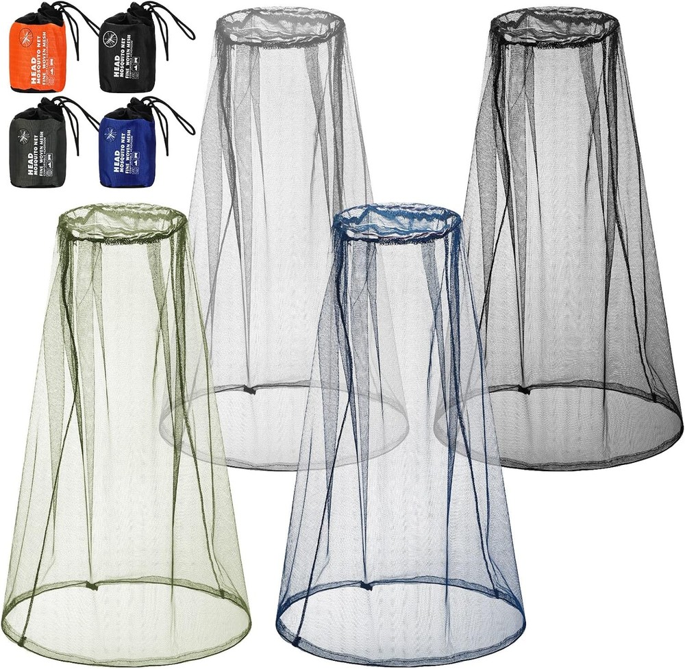 4 Pack Mosquito Bug Net Mesh Head Mosquito Net Face Fly Netting Hood