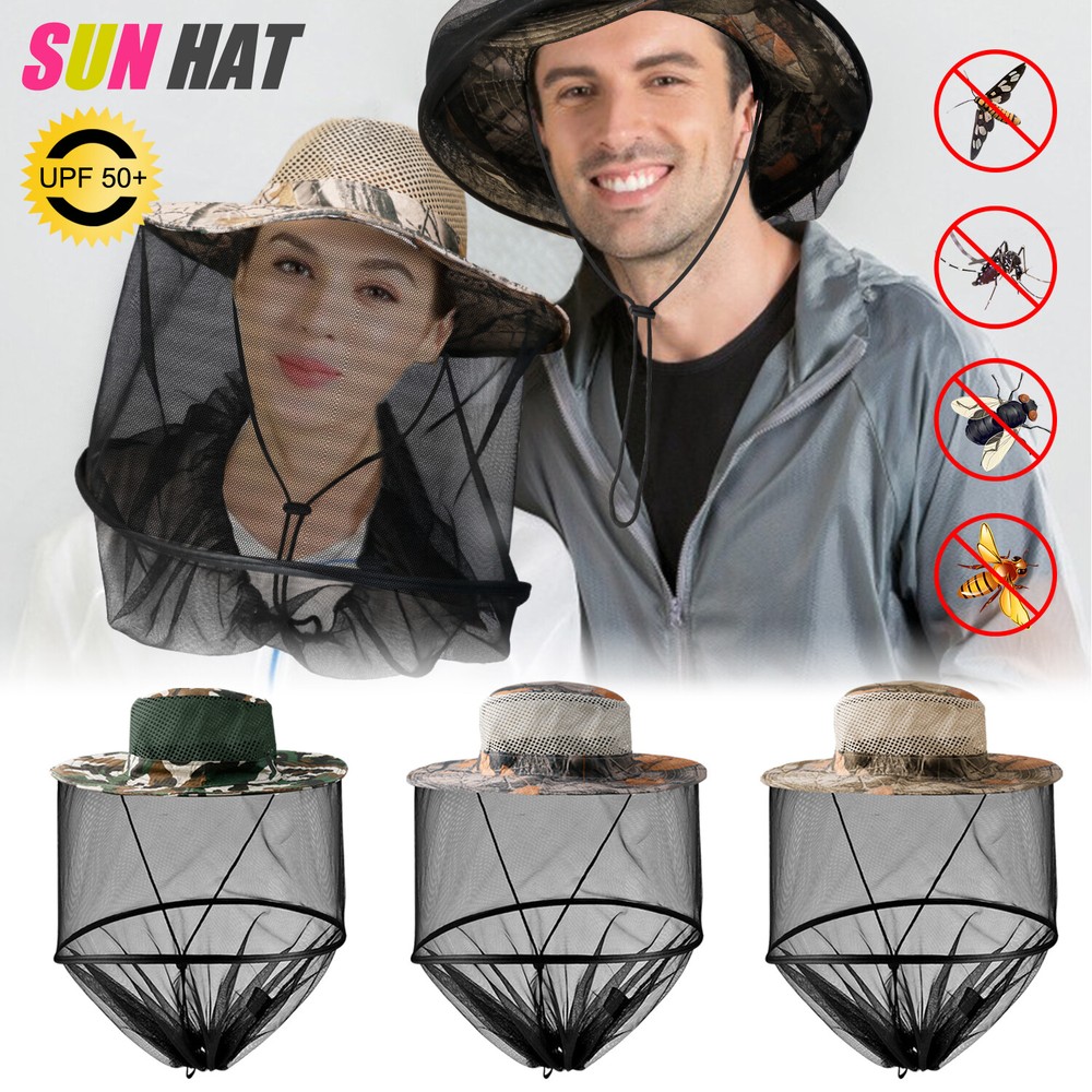 Outdoor Fishing Cap Anti-Mosquito Bug Fly Bee Insect Head Net Hat Sun Protection