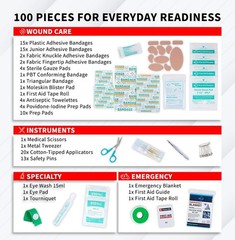 Mini First Aid Kit 100 Piece Waterproof Emergency Car Boat Camping Travel
