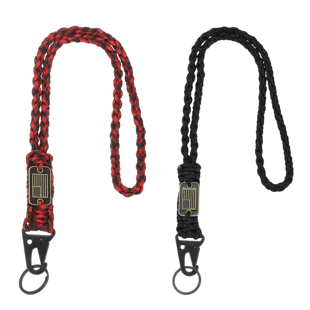 Neck Lanyard for Keys, 2Pcs & Black/Orange and Black Fit for (Keys Whistle)
