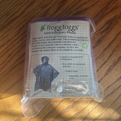 Frogg Toggs Adult Emergency Poncho One Size Fits All 44″W x 40″L 3.2 oz – New