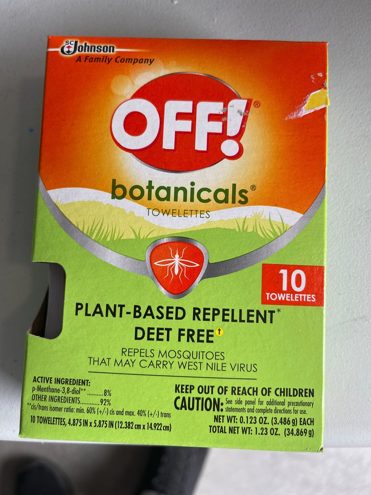 OFF! Botanicals 10CT Plant Based Mosquito Repellent Towelettes Deet Free