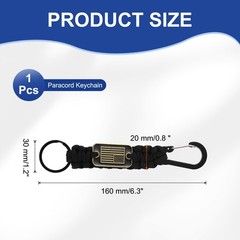 Paracord Keychains, Paracord Keychain with USA Flag, Black