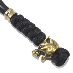Paracord Knife Lanyard with Brass Wolf-Head Bead Paracord Lanyard for Knife EDC