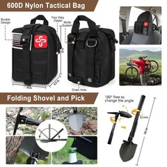 238Pcs Emergency Survival Kit and First Aid Large, B-Black(Included Shovel)