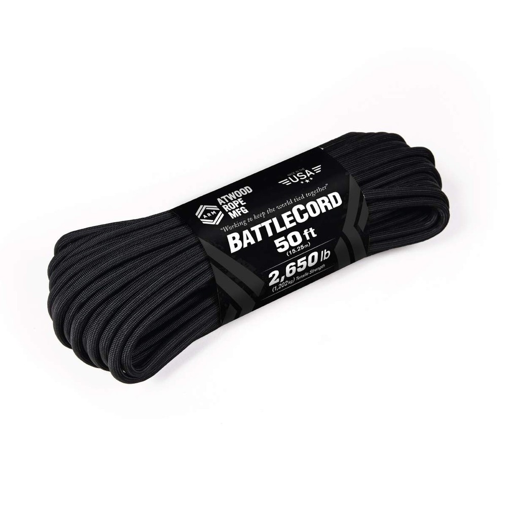 Atwood Rope MFG 5.6MM BattleCord – 2650lb Tensile Strength Black 50.0 Feet