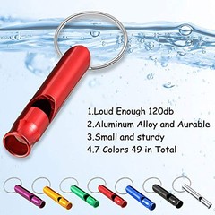 49 Pieces Emergency Whistle with Keychain, Aluminum Emergency Survival