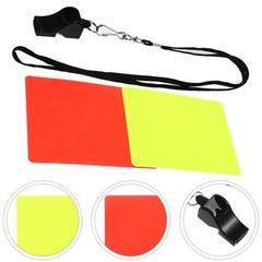 1 Set Reusable PVC Soccer Referee Cards and Whistle Portable Kit Assorted Colors