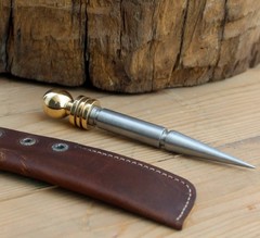 Vintage Spike Dagger Letter Opener Brass Handle Steel Blade Antique Finish Desk
