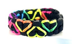 BLACK PARACORD BRACELET w/ RAINBOW HEARTS