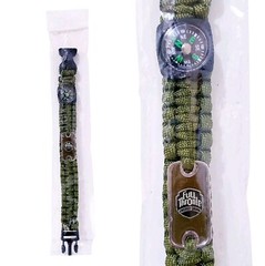 Full Throttle Energy Drink Promotional Paracord Compass Bracelet Army Green New
