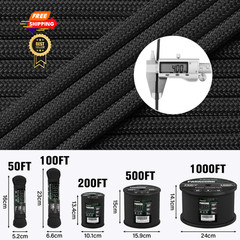 TRIBERION Paracord Rope 750 lb – 500ft 5/32″ Parachute Cord 4MM 500ft, Black
