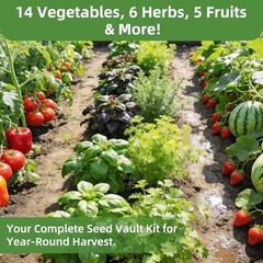 Seed Vault Planting Kit for Heirloom Vegetable Seeds – 15,000+ Non-GMO Seeds