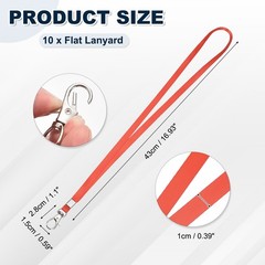 10Pcs 16.9″ Polyester Flat Lanyard with Lobster Clasp for Office, Red