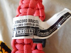 Lot of 2 Paracord Emergency Survival Bracelets: Everbilt Red; Black & Yellow