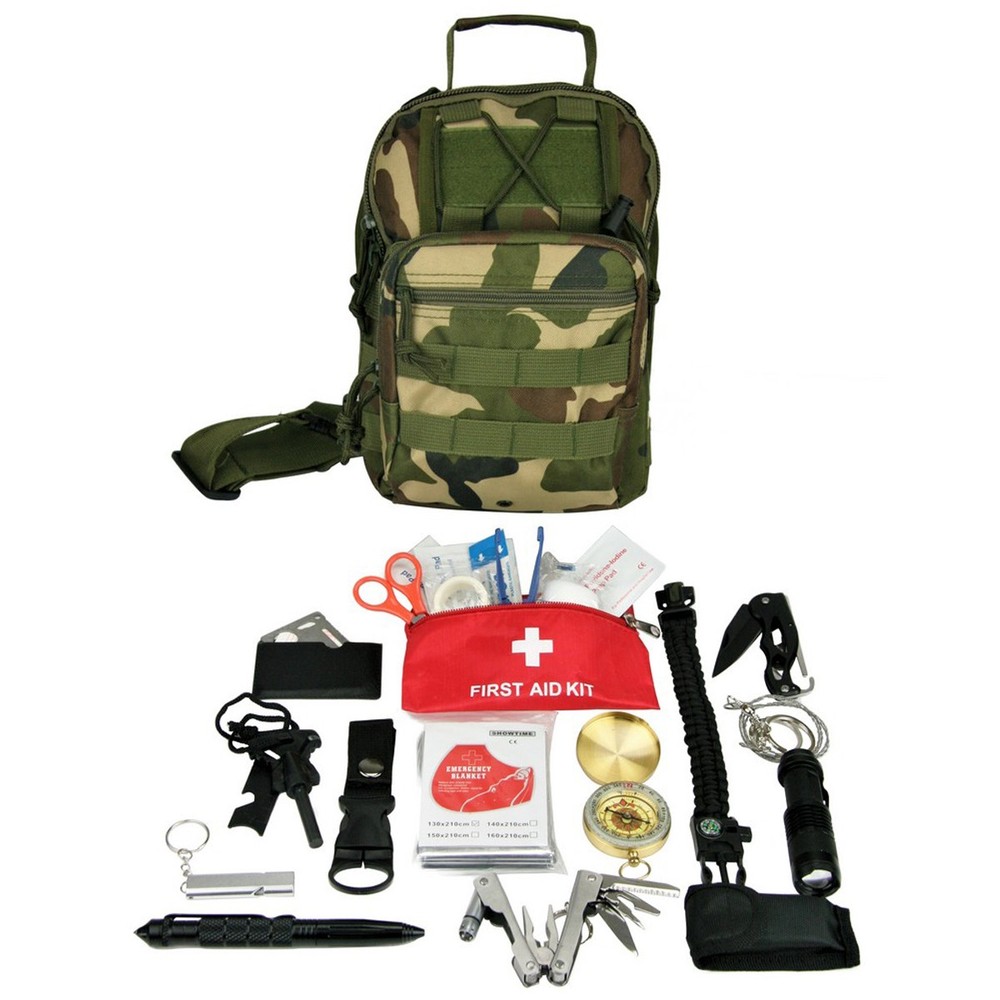 Mini Hiking, Camping Go-Bag Sling Backpack Kit Outdoor Survival Gear Bug Out Bag